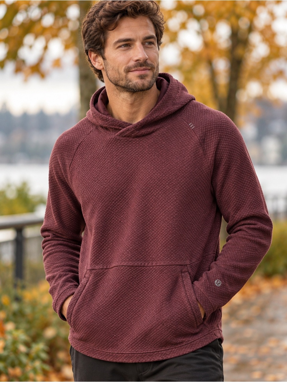 Lululemon At Ease Hoodie Men’s Medium Heathered Cassis Black